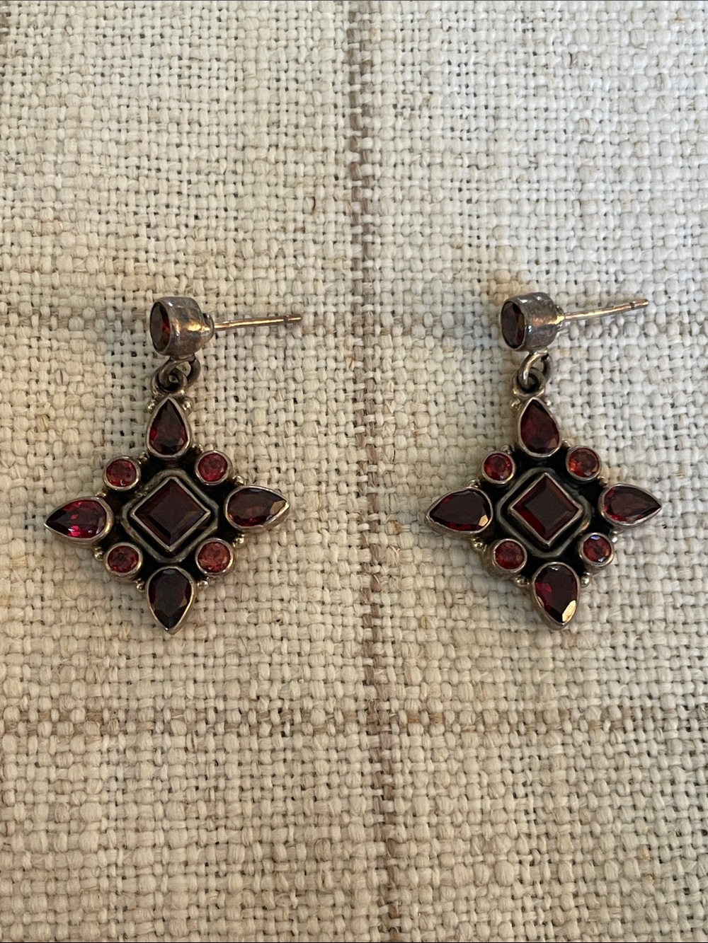 Sterling Silver Red Garnet Earrings